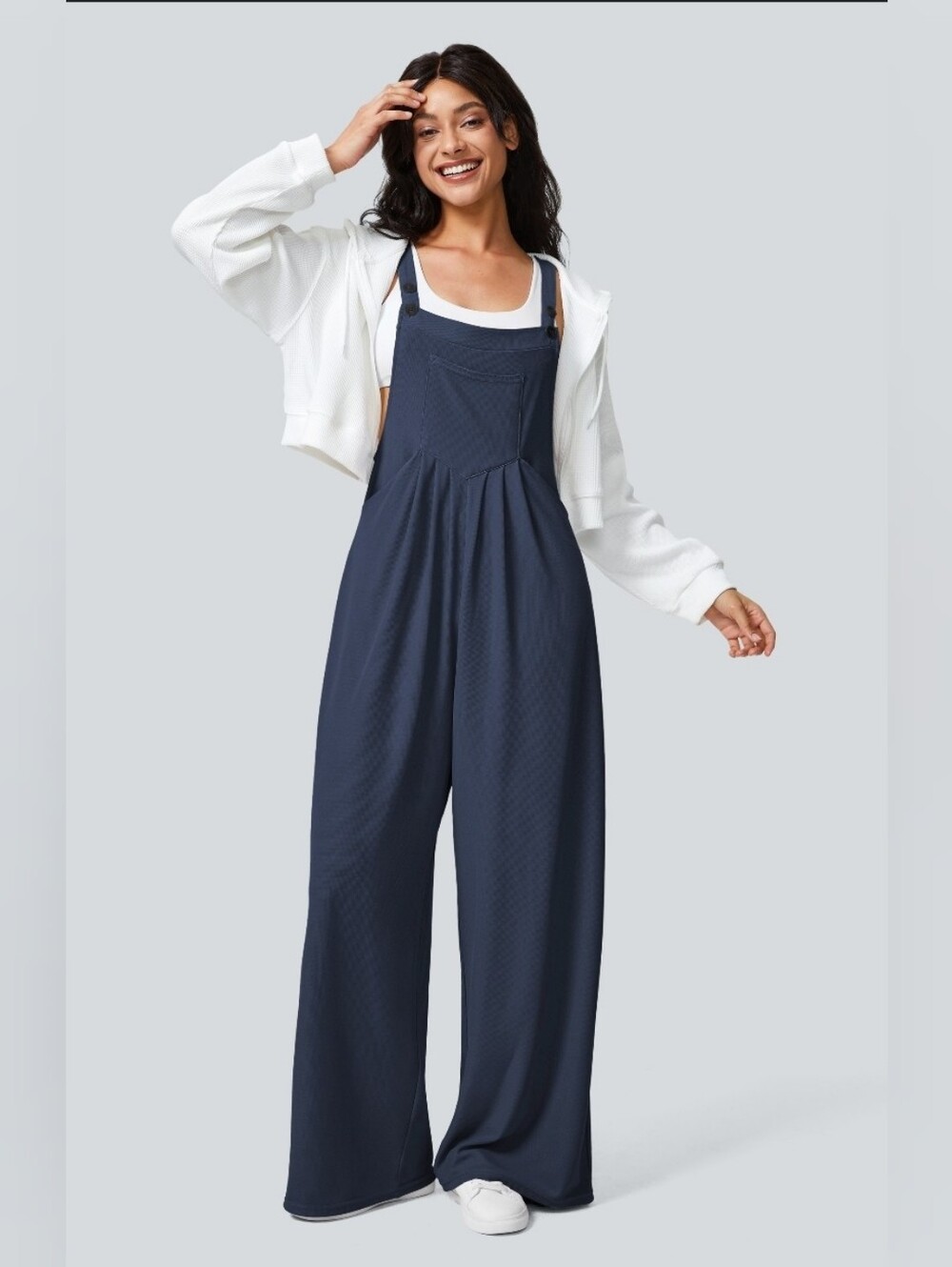 Halara Blue Wide-Leg Overall Jumpsuit